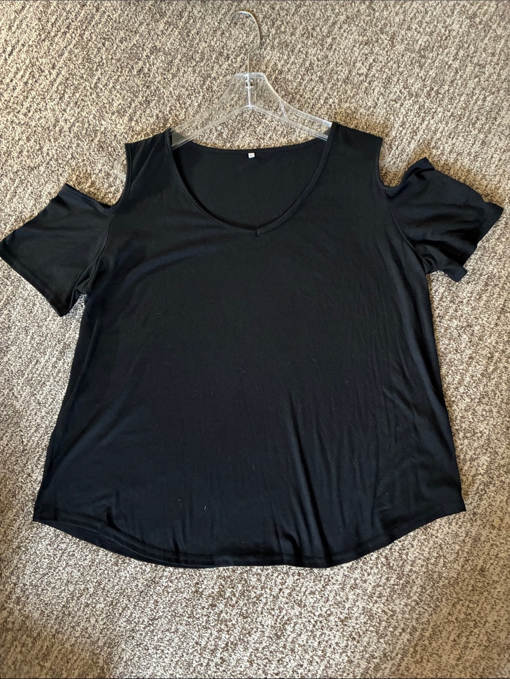Amazon Black Cold-Shoulder V-Neck Short Sleeve Top